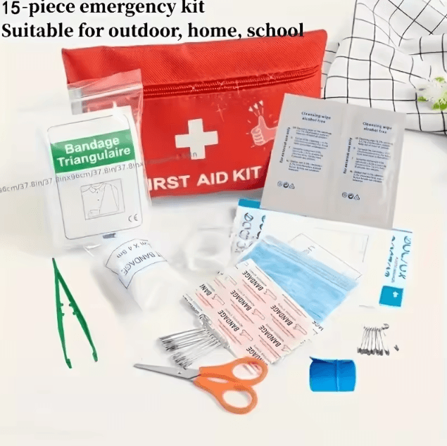 Deluxe Outdoor First Aid Kit with Carrying Pouch – Complete Emergency Medical Set for Camping, Hiking & Travel