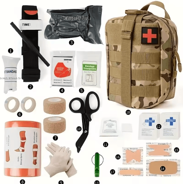 156-Piece 30-in-1 Travel & Outdoor First Aid Kit - Portable Multifunctional Medical & Mountaineering Set
