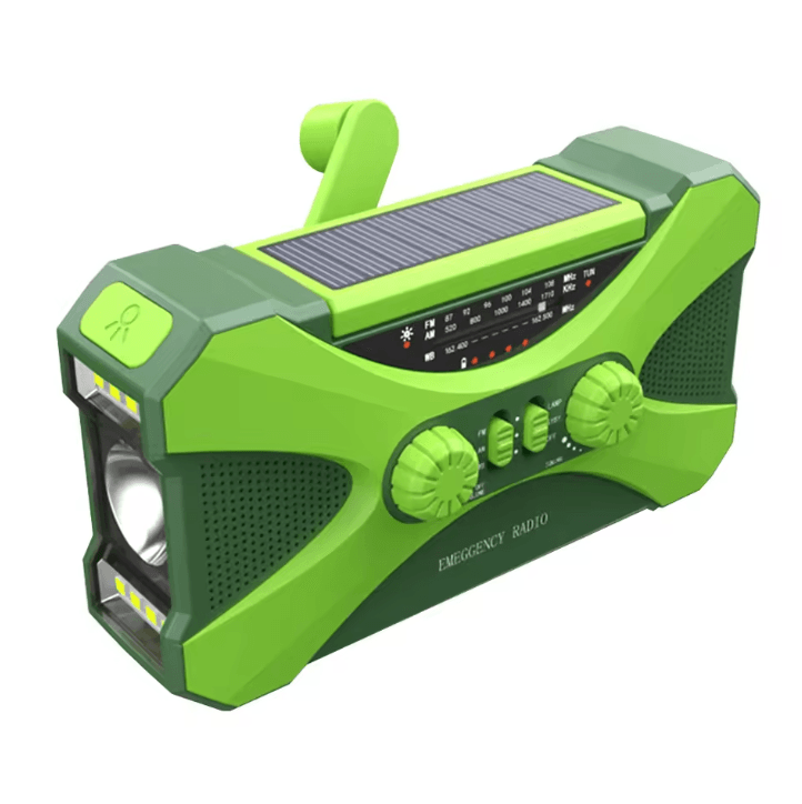10,000 mAh Portable Survival Power Station - Solar & Hand-Crank Emergency Radio, Flashlight & SOS Alarm Tool