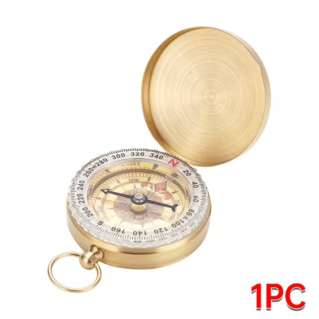 Vintage Copper Camping Survival Compass – Waterproof Glow-in-the-Dark Pocket Compass for Hiking & Outdoor Navigation