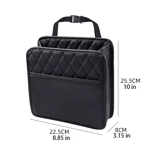 Multifunction Leather Car Seat Back Organizer Hanging Car Trash Bag Storage Pouch for Vehicle Interior Storage