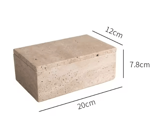 Modern Natural Travertine Storage Box with Lid - Elegant Desktop Organizer & Decor