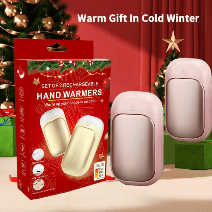 Magnetic Rechargeable Hand Warmer 2-Pack – Portable Electric Hand Heater for Winter Comfort