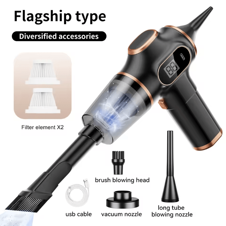 TurboClean Wireless Car Vacuum Cleaner – High-Power Mini Handheld Vacuum for Home, Sofa & Car