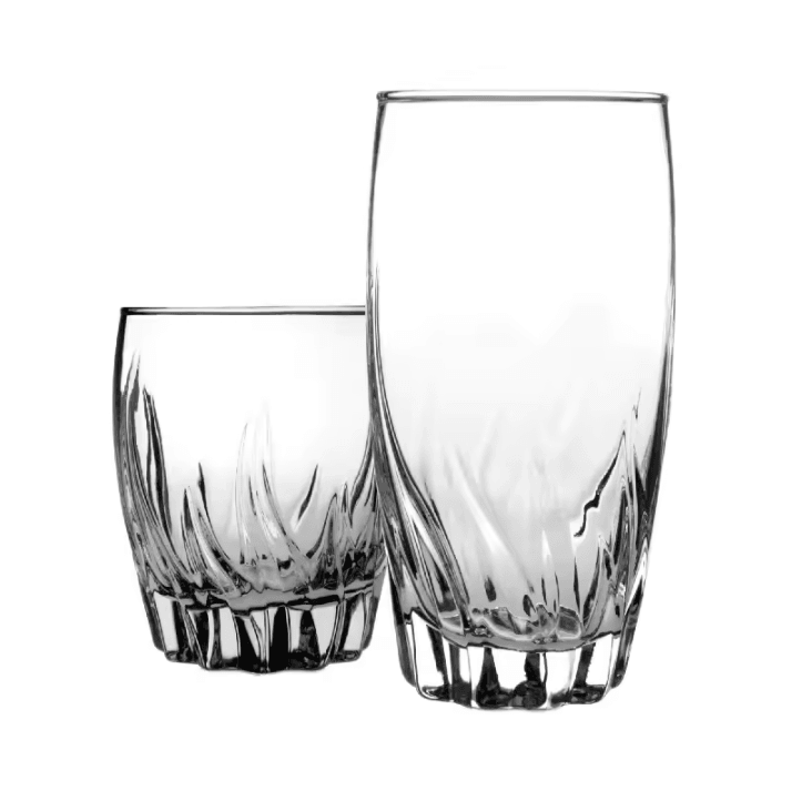 12 Piece Clear Glassware Set Durable Highball Rocks Glasses Dishwasher Safe Ideal Home Parties Gift