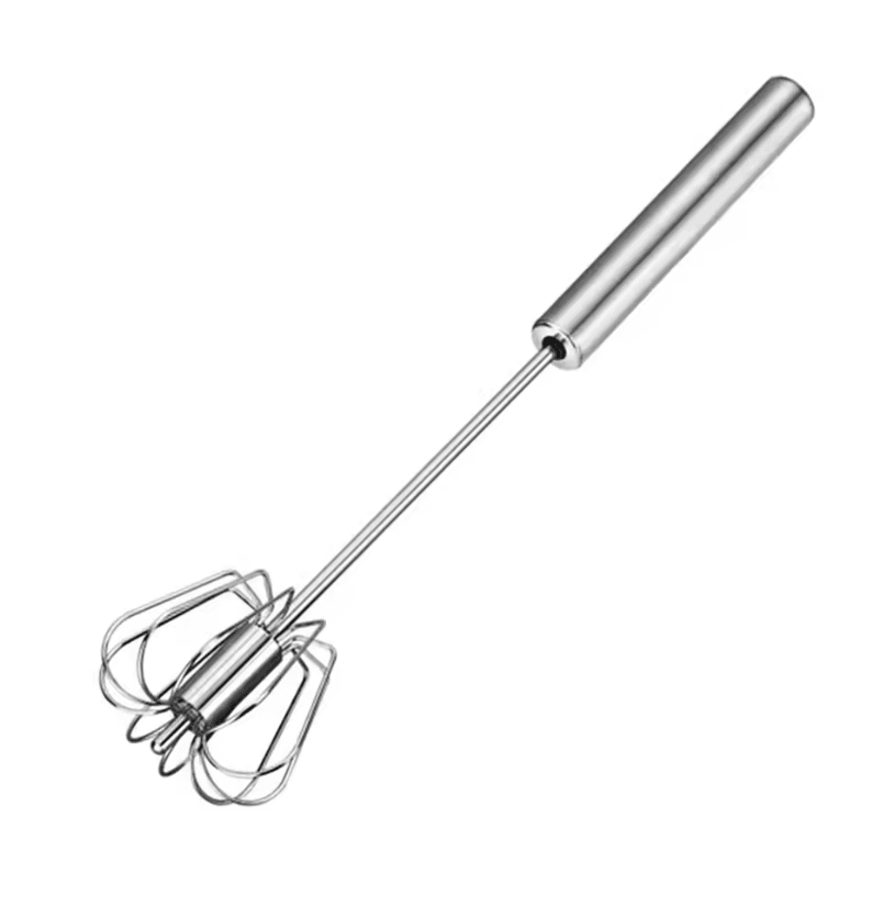 304 Stainless Steel Semi-Automatic Egg Whisk – Push Rotary Manual Hand Mixer