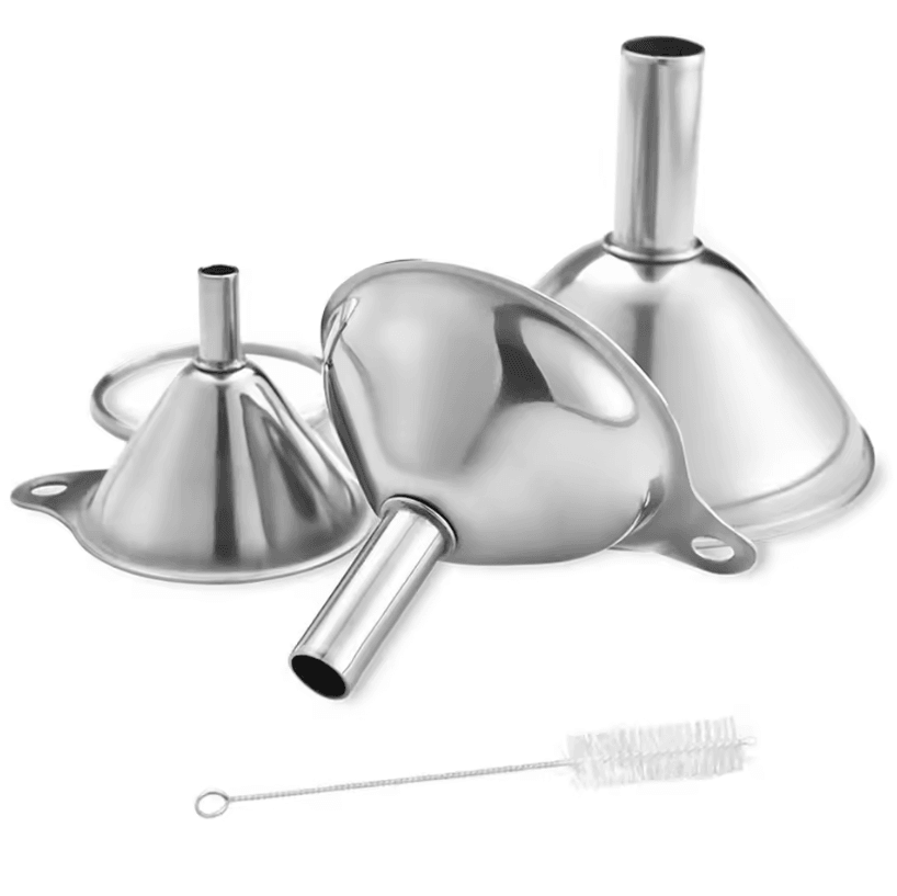 3-Piece Stainless Steel Funnel Set – Multi- Funnels for Liquid & Dry Ingredient Transfer