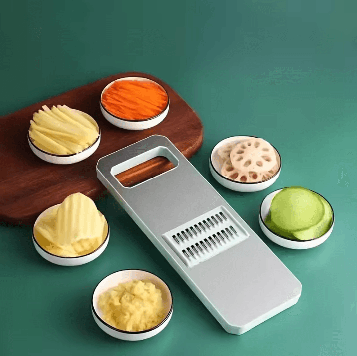 7-in-1 Multifunction Vegetable Slicer & Grater Set – Manual Cutter with Interchangeable Blades