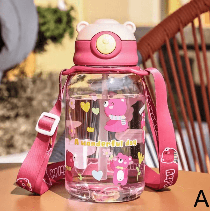 650ml Cute Kids Water Bottle with Straw – BPA-Free Leakproof School & Outdoor Drink Bottle