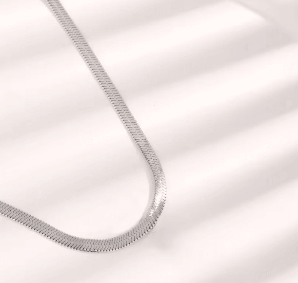 Gold Plated Snake Chain Necklace – 3mm Flat Herringbone Choker for Men & Women