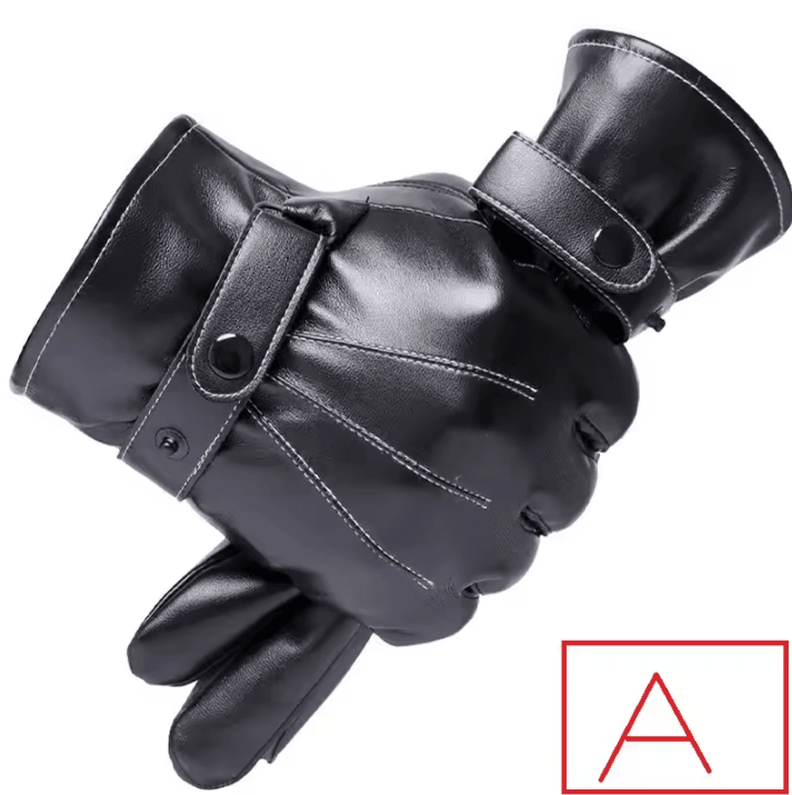 Mens PU Leather Touchscreen Gloves Thin Winter Driving Gloves Non Slip Full Finger