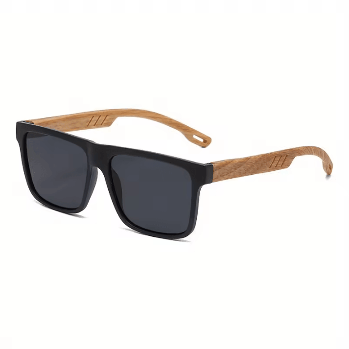 Square Wood Grain Sunglasses UV400 Protection Unisex Casual Outdoor Eyewear
