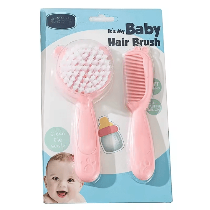 2PCS Gentle Baby Hair Brush & Comb Set for Safe Newborn Grooming