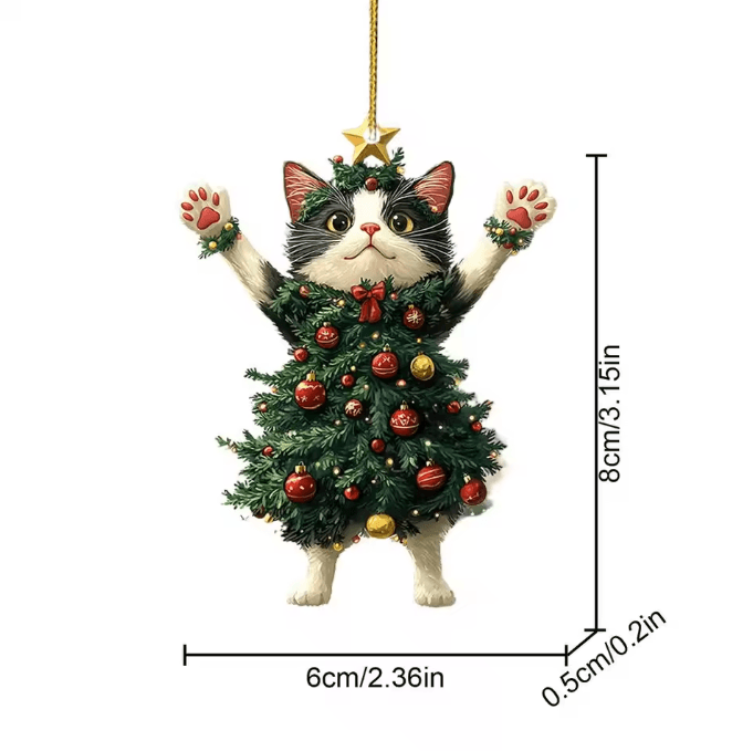 Cute Cat Christmas Hanging Ornament for Tree, Car & Gifts