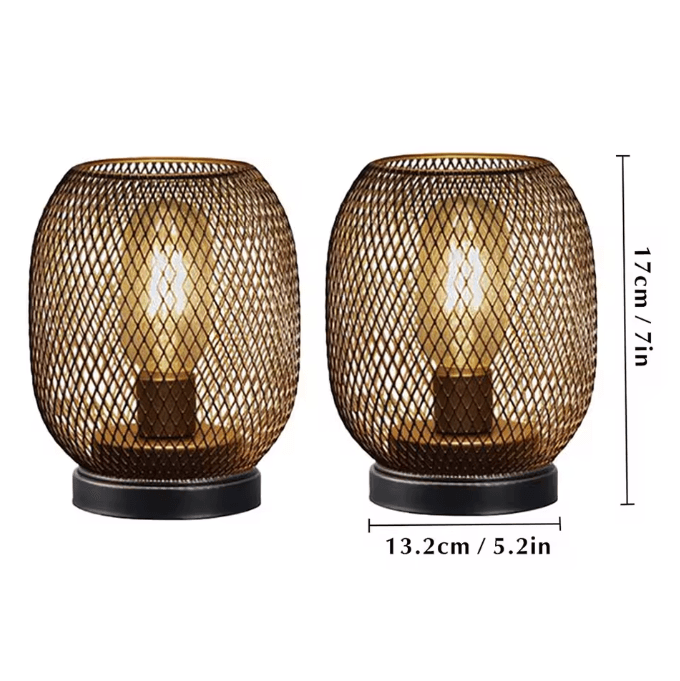 Cordless LED Lantern Battery Powered Table Lamp Metal Cage Decorative Light for Weddings Home Decor Set