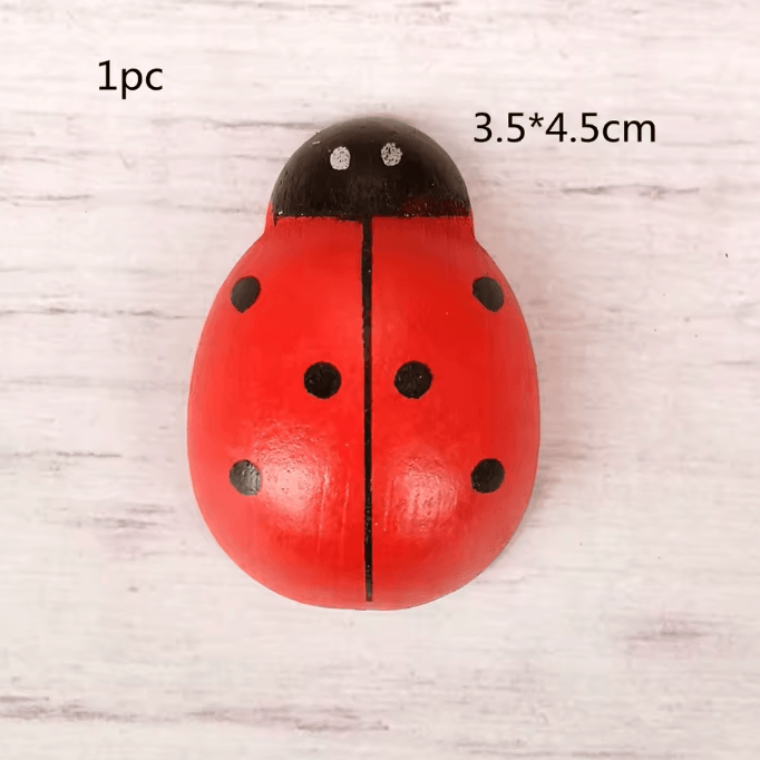 Large Wooden Ladybug Garden Decor Mini Fairy Garden Insect Craft DIY Accessory for Home Outdoor Decoration
