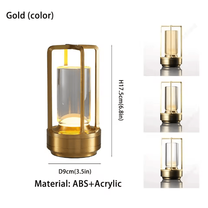 Cordless LED Table Lamp Industrial Style Rechargeable Desk Light Portable Ambient Lamp for Home Outdoor Camping Decor