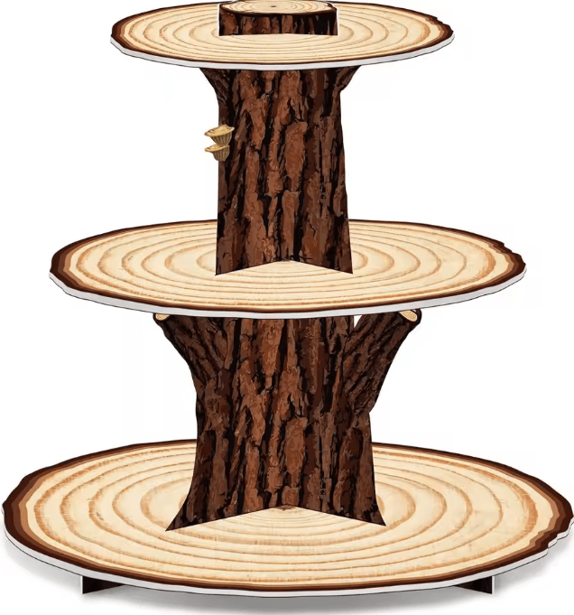 3-Tier Wooden Cupcake Stand – Rustic Farmhouse Dessert Display for Parties & Baby Showers