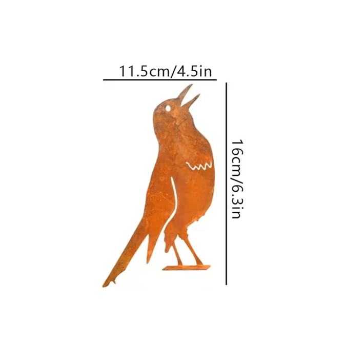 Rusty Metal Bird Silhouette Garden Stake - Rustic Outdoor Yard Art for Farmhouse Patio & Garden