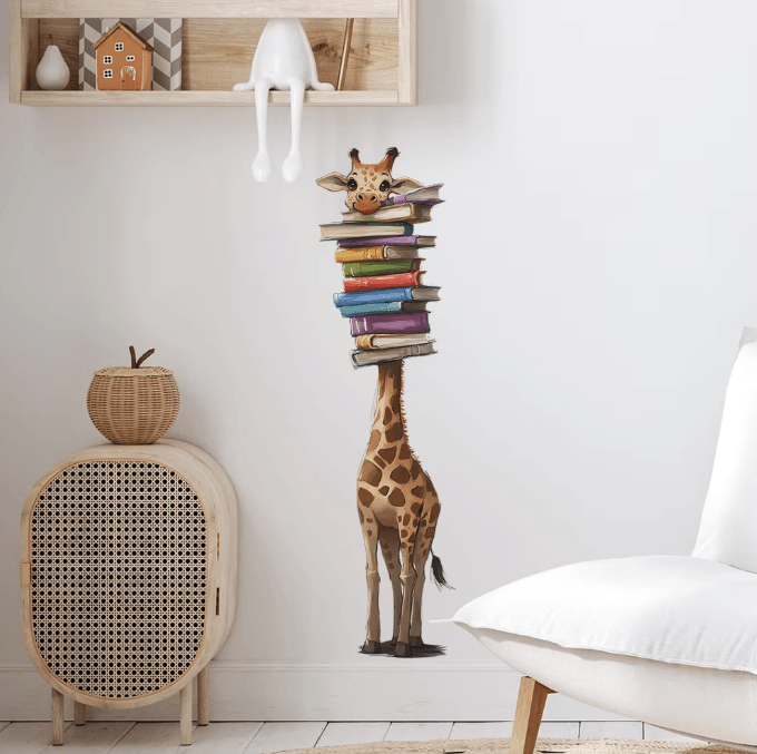 Cartoon Giraffe Wall Stickers for Kids Bedroom Nursery and Living Room Decor