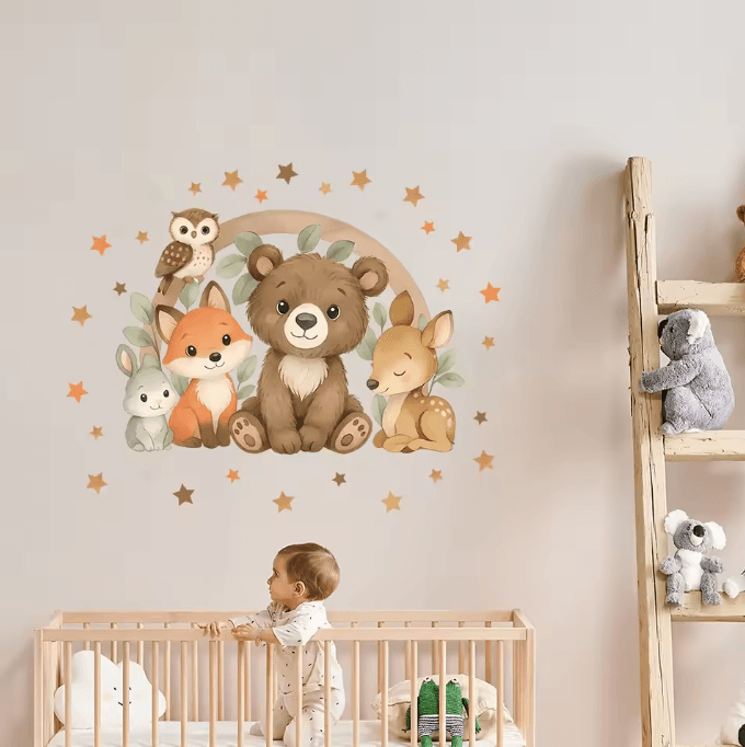 Forest Animal Wall Stickers for Kids Bedroom Nursery and Daycare Decor