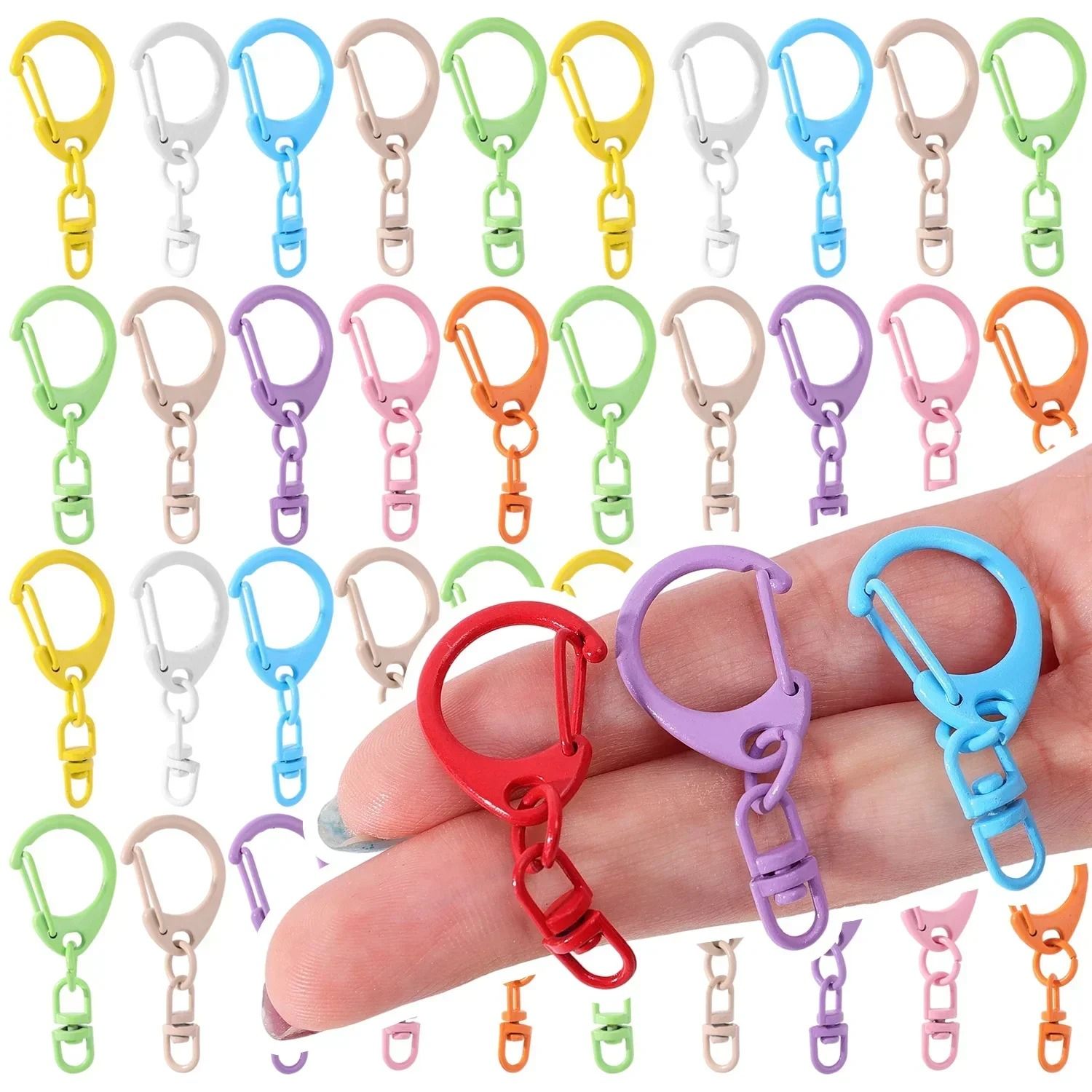 Colorful Lobster Clasp Keychain Hooks for DIY Keyrings Jewelry and Craft Projects