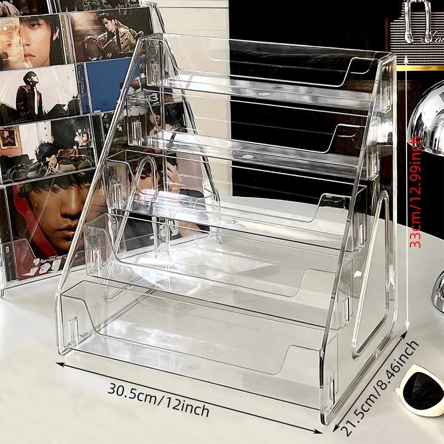 Clear Acrylic CD and Vinyl Record Display Rack for Albums Media Storage and Collectible Organization