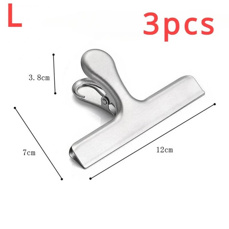 3 Pack Stainless Steel Food Bag Clips Heavy Duty Airtight Sealing Clamps