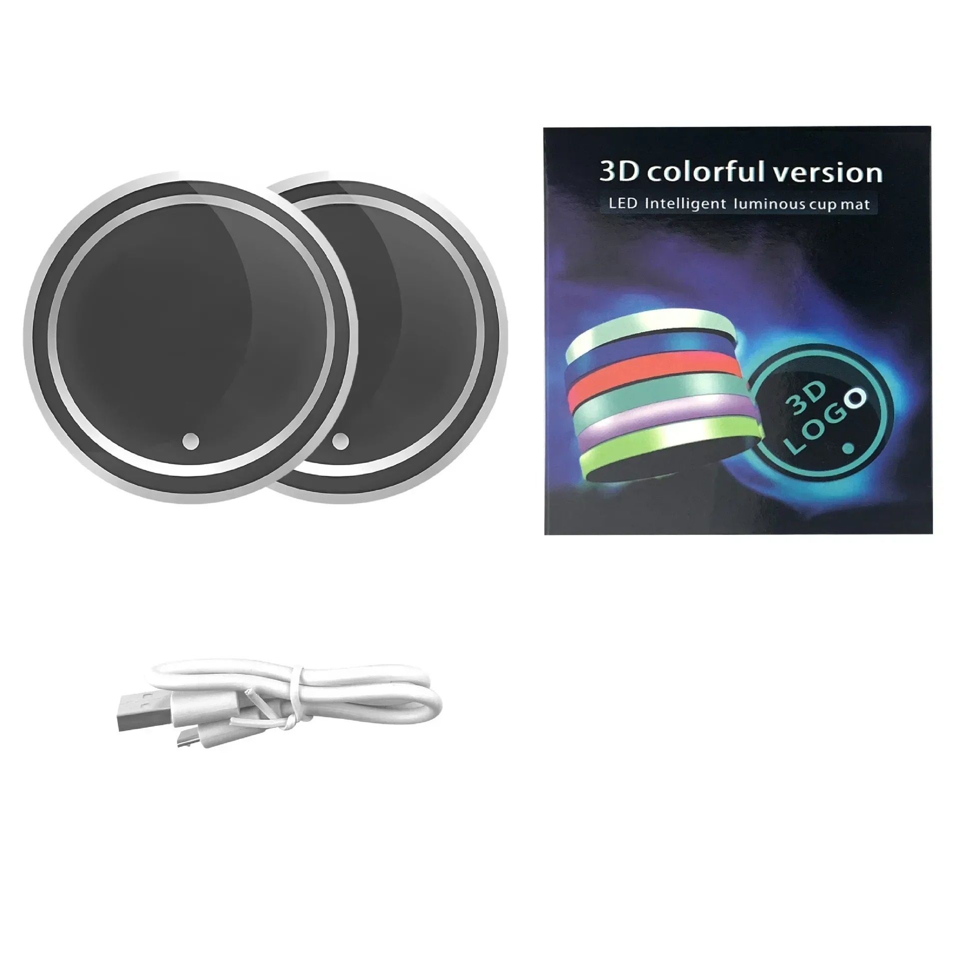 LED Illuminated Car Cup Holder Coasters Color Changing Anti Slip Interior Light Pads
