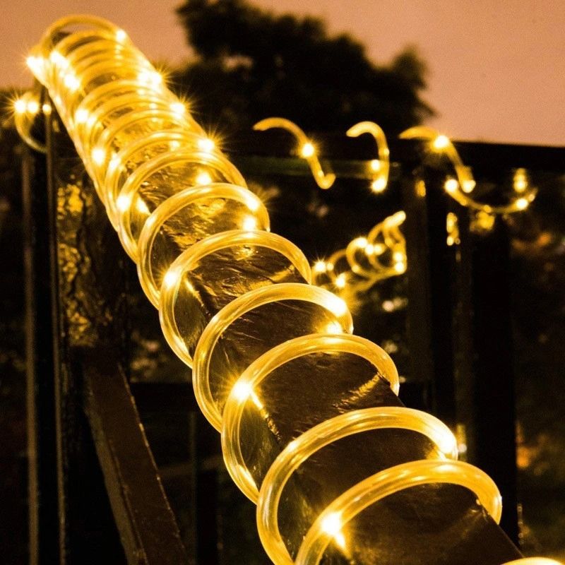 Solar LED Rope Lights Waterproof Outdoor String Lights with 8 Lighting Modes