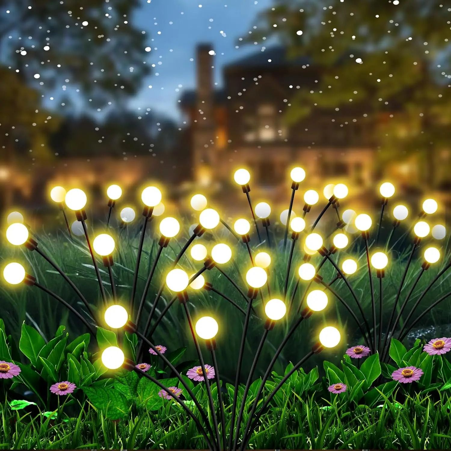 10 LED Solar Firefly Garden Lights Waterproof Outdoor Landscape Decor