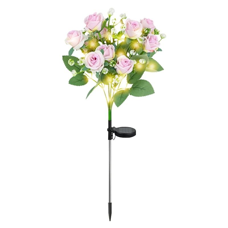 Solar LED Azalea Flower Garden Lights Waterproof Outdoor Landscape Pathway Decor