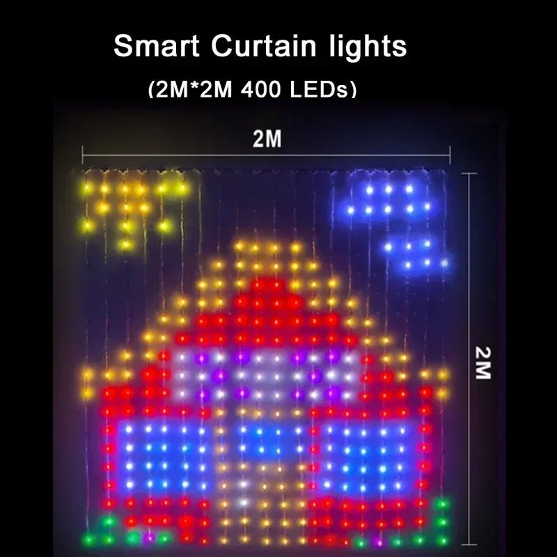 Smart RGB LED Curtain Light APP Controlled Music Sync DIY Display for Home and Party Decor