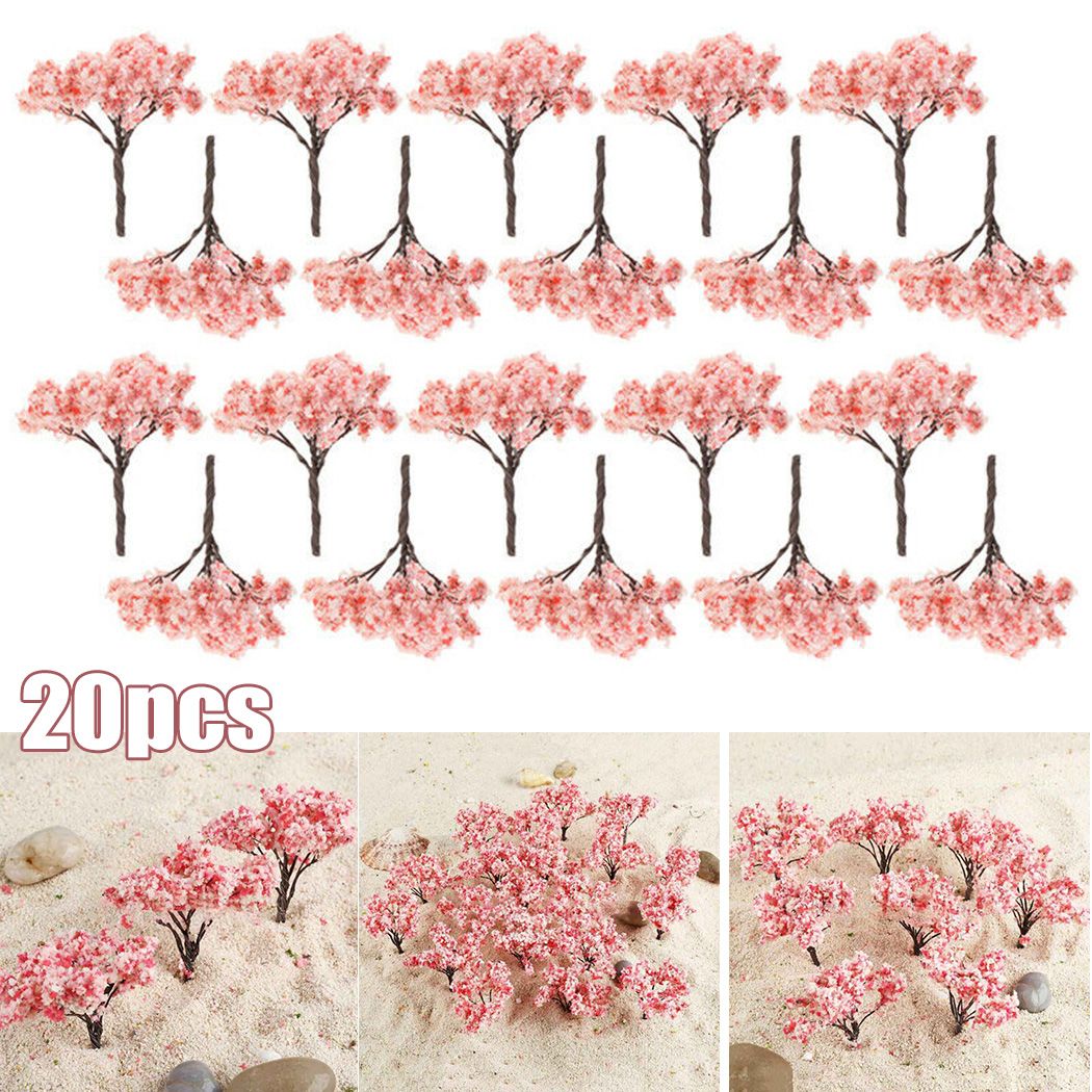 Miniature Cherry Blossom Flower Tree Models for Diorama Kits and HO Scale Railway Layouts