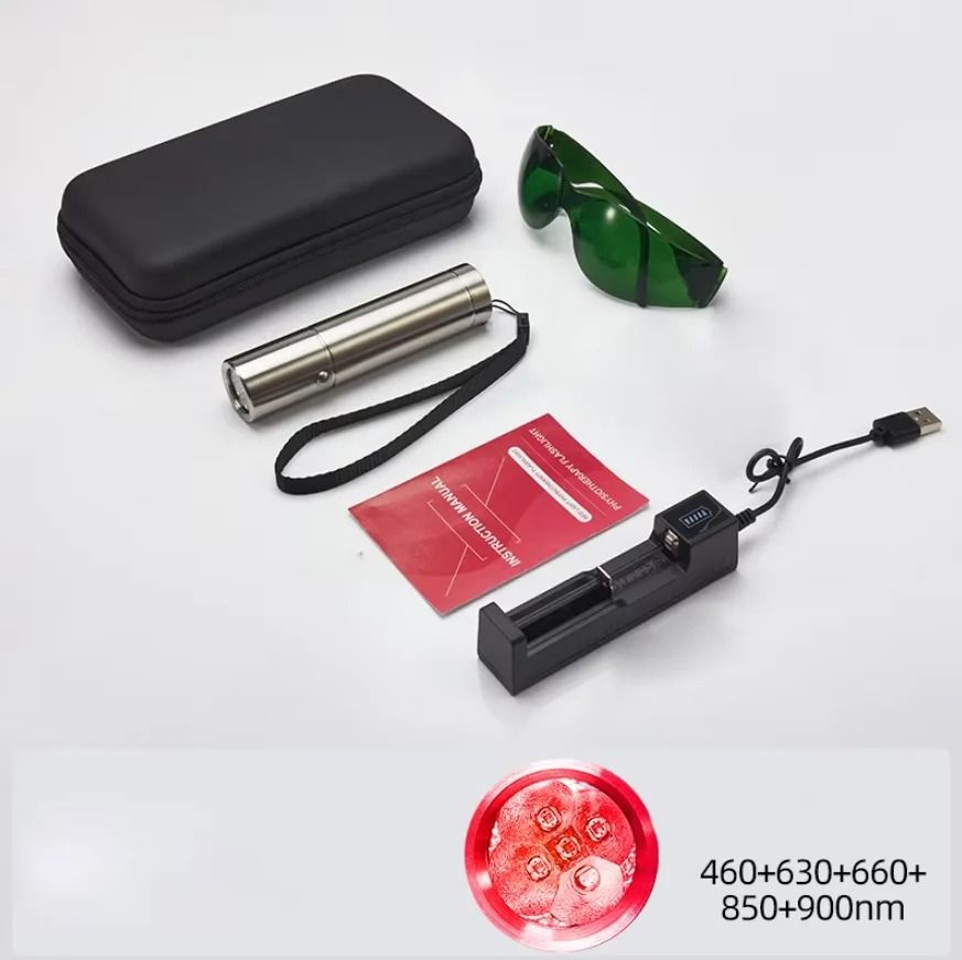 Multi Wavelength Blue and Red Light Therapy Wand for Body and Skin