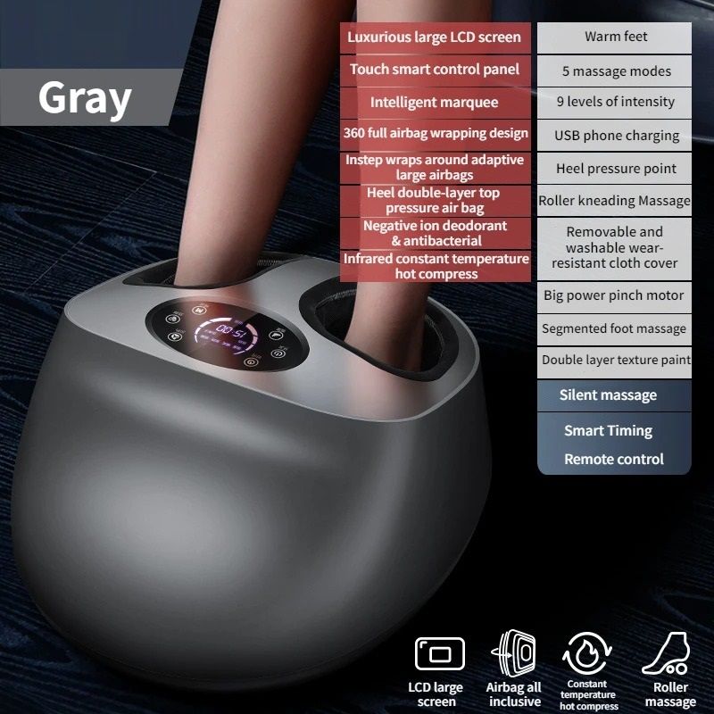 Fully Automatic Electric Foot Massager with Shiatsu Kneading, Airbag Compression, Heat, and Negative Ion Therapy