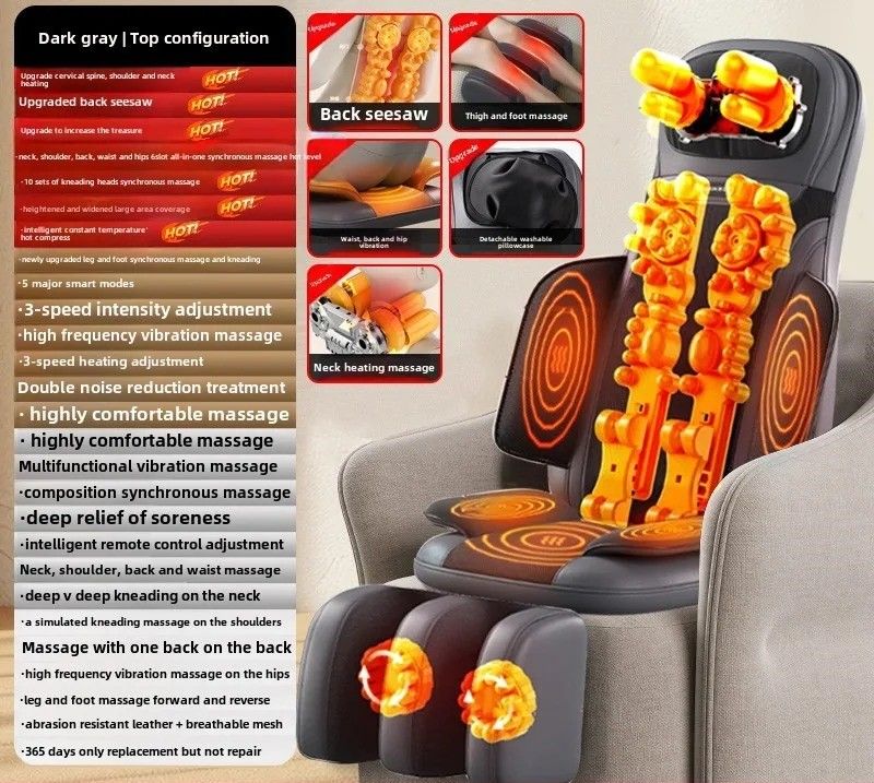 Multifunctional Electric Full Body Massage Cushion with Removable Heating Kneading Pad