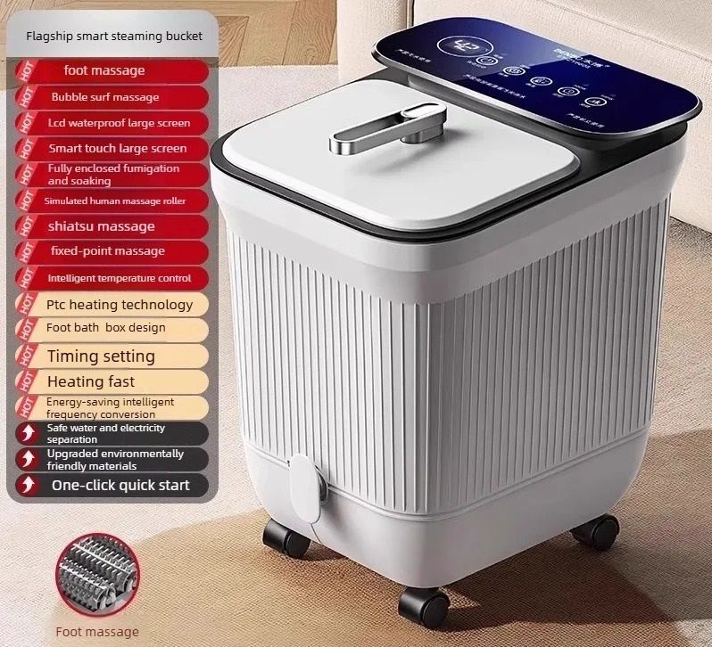 Electric Home Spa Foot Bath Basin with Heating, Constant Temperature, and Fully Automatic Massage