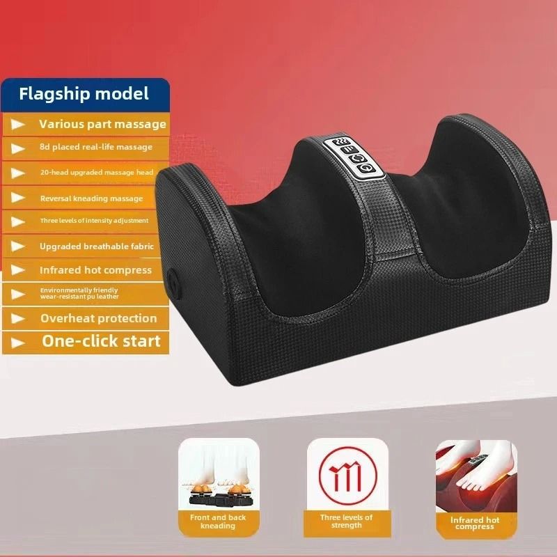 Multi-Functional Electric Foot, Calf, and Arm Massager with Constant Temperature Heat and Shiatsu Kneading
