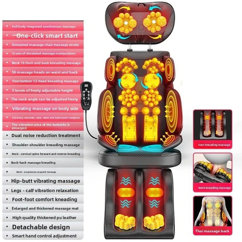 Neck and Back Massager Chair Pad with Heat and Adjustable Shiatsu Kneading