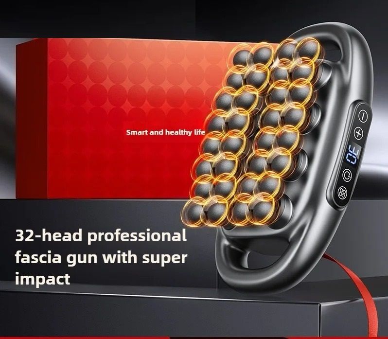 32-Head Deep Tissue Fascia Massage Gun with High-Frequency Vibration and Red Light Therapy