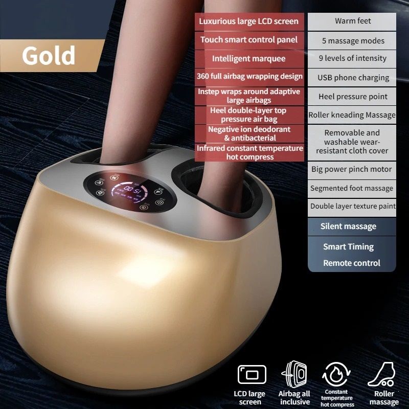 Fully Automatic Electric Foot Massager with Shiatsu Kneading, Heating, Negative Ion, and Airbag Wrapping
