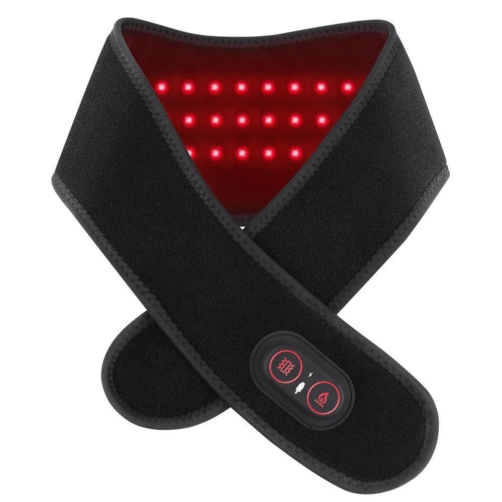 Cordless Red Light Heating Neck Belt with Vibration, 660nm & 850nm LED Array, and Adjustable Body Wrap