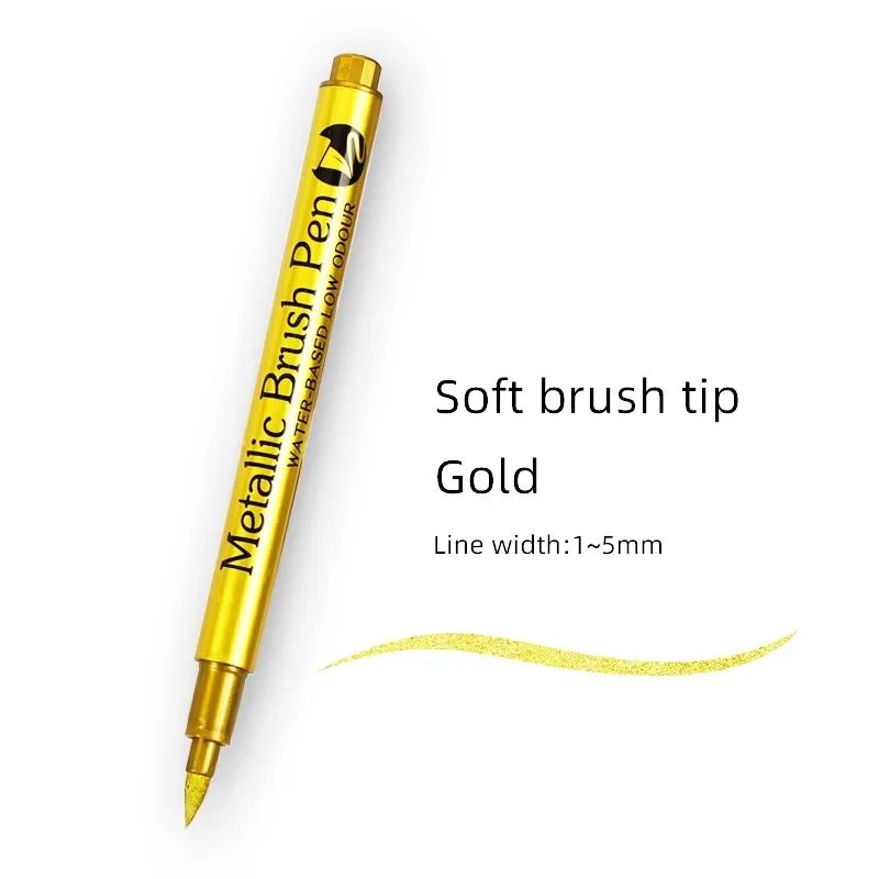 Metallic Brush Marker Pens Set in Gold and Silver (1, 2, 3, or 4 Pcs)