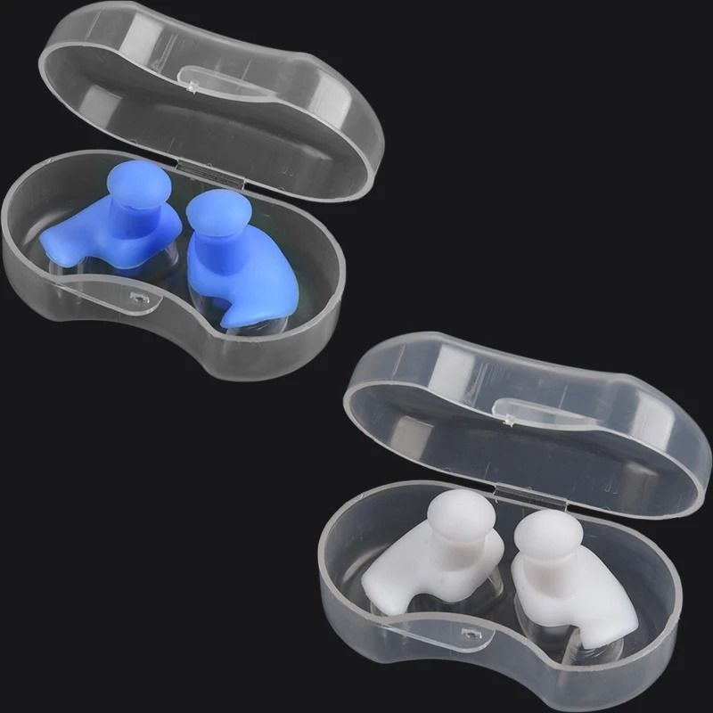 Waterproof Soft Silicone Swimming Earplugs with Case (1 Pair)