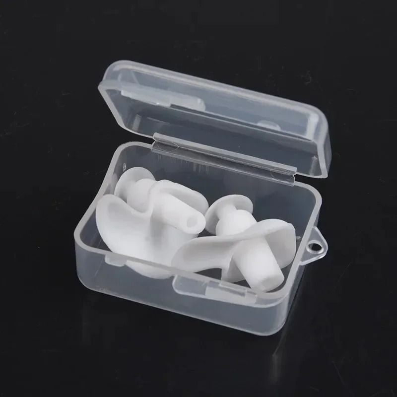 Soft Waterproof Silicone Swimming Earplugs with Storage Case (1 Pair)