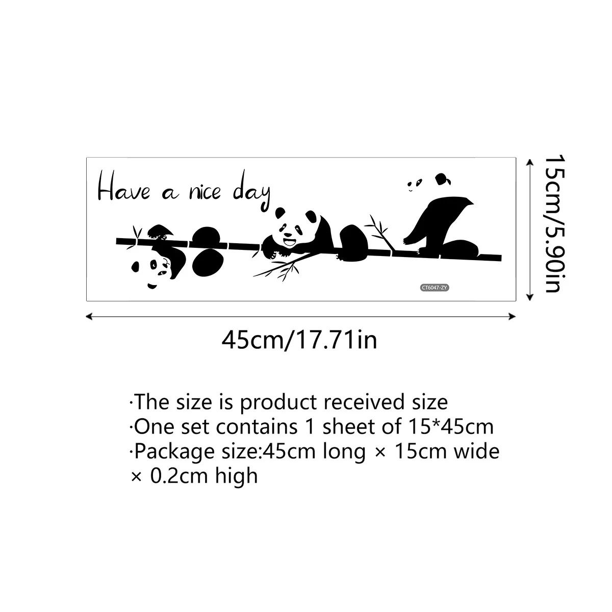 Cartoon Animal Switch Sticker – Bamboo Three Pandas Wall Sticker for Glass, Window, and Mirror Decor