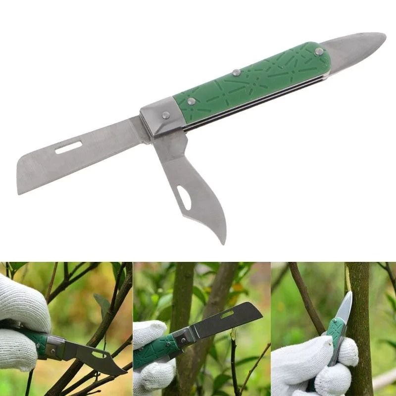 Dual Blade Stainless Steel Multi-Functional Folding Grafting Knife & Budding Tool