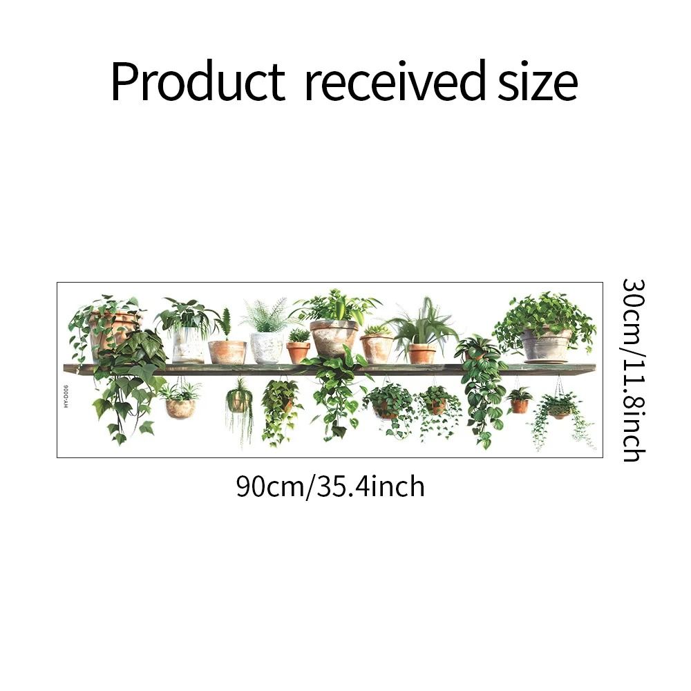 Cartoon Flower Shelf Potted Plant Wall Stickers – Removable Vinyl Art Decals for Bedroom and Living Room Decor