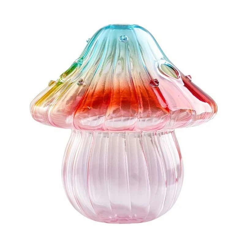 Creative Colorful Mushroom Glass Vase – Hydroponic Plant Container and Aromatherapy Bottle